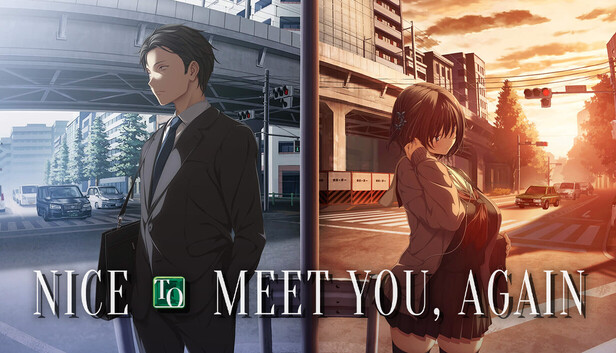 黄昏街道中的 Nice To Meet You Again 标题场景